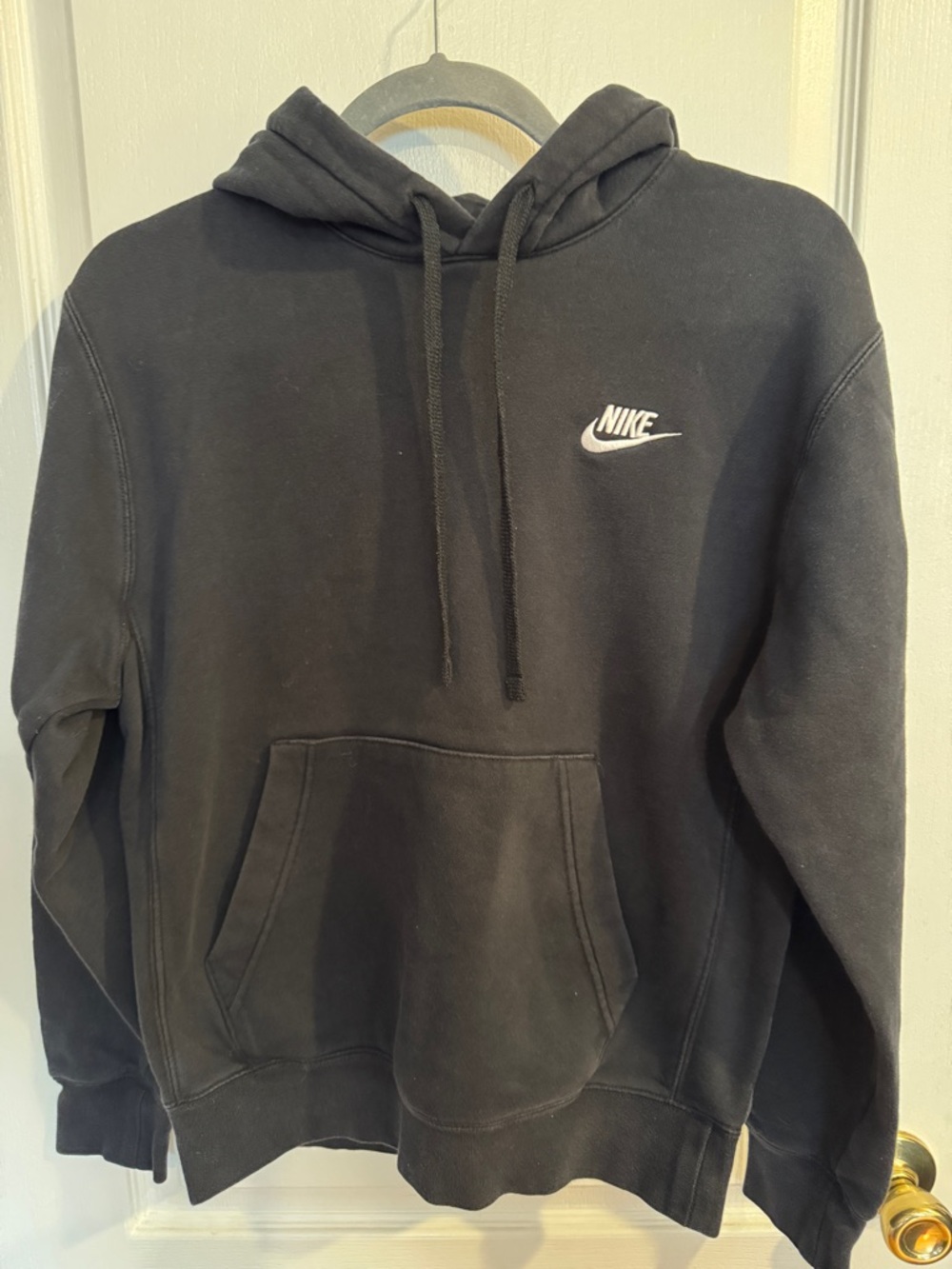 Nike Black Pullover Hoodie with White Swoosh XS